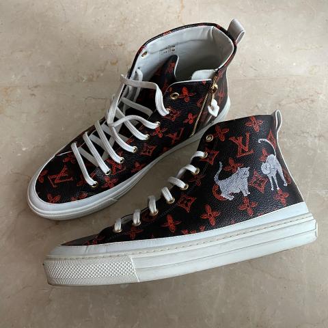 Louis Vuitton Brown/Orange Monogram 'Catogram Stellar' High Top Sneakers sz  42