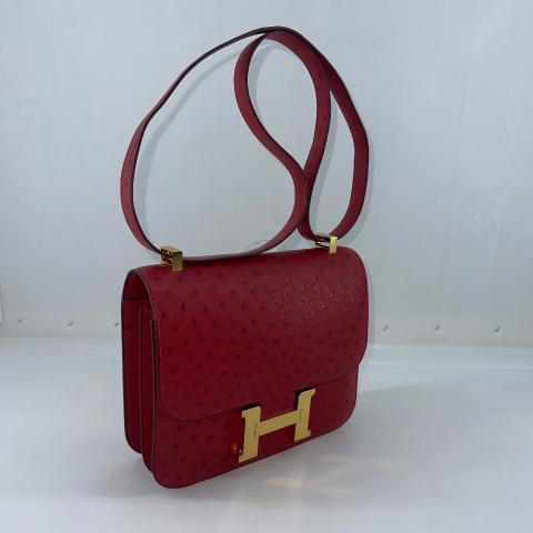 Hermes Constance Bag III 24 Rouge Vif Ostrich Gold Hardware