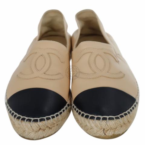 Sell Chanel Leather Espadrilles - Black/Beige