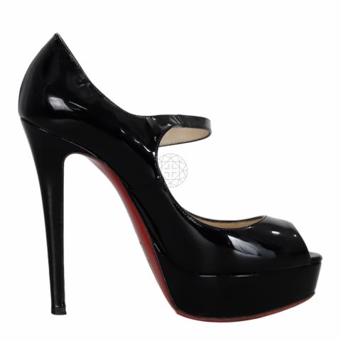 At Auction: CHRISTIAN LOUBOUTIN BLACK/GOLD LUREX FABRIC PUMPS