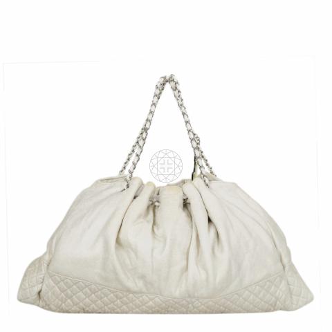 Sell Chanel Metallic Jersey Melrose Cabas Bag - Beige | HuntStreet.com
