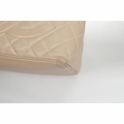 Chanel Caviar Quilted Medallion Tote Beige