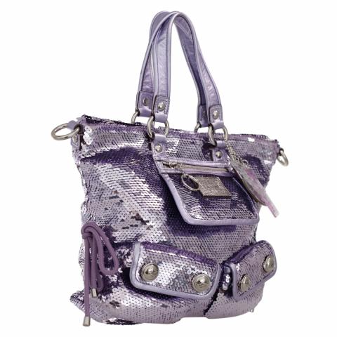 Gently Used! COACH Poppy Purple Plaid Pattern Tote Bag (Vinyl w/ Leather  Trim) | eBay