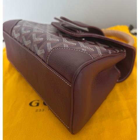 Goyard Vendome Mini Bag with Strap Burgundy Goyardine Silver Hardware
