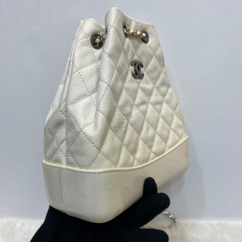 Chanel Cream Black Leather Gabrielle Tote Bag at 1stDibs