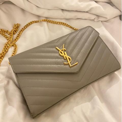 Ysl wallet on online chain grey