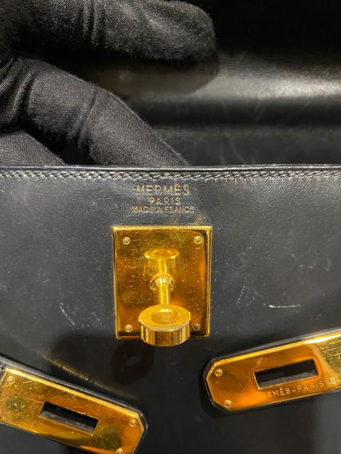 Vintage Hermes Kelly 32 Box Sellier Black with GHW - ASL1313