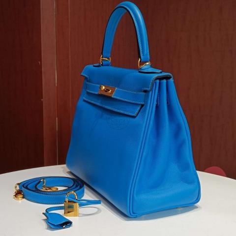 Hermes Kelly 28 Blue Hydra Evercolor GHW