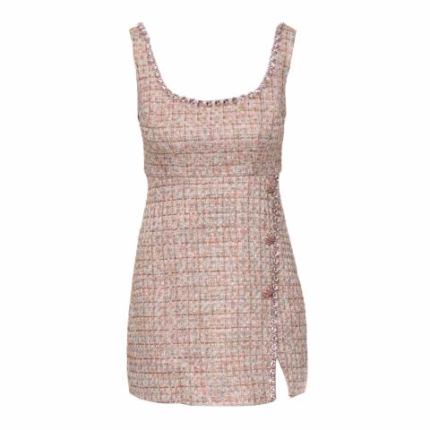 Sell Self Portrait Embellished Tweed Mini Dress - Pink | HuntStreet.com