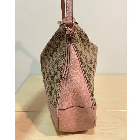 GUCCI Large Bree GG Canvas Hobo Bag Pink 449244