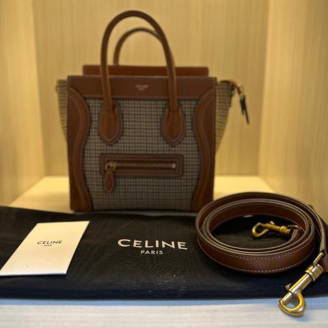 Sell C line Houndstooth Nano Luggage Tote Brown HuntStreet