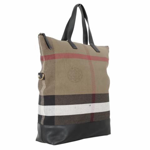 London Check Canvas Tote Bag in Black - Burberry