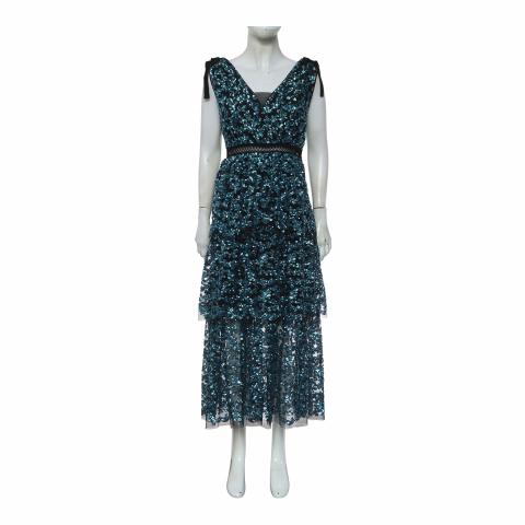 Self portrait tiered sequin midi outlet dress