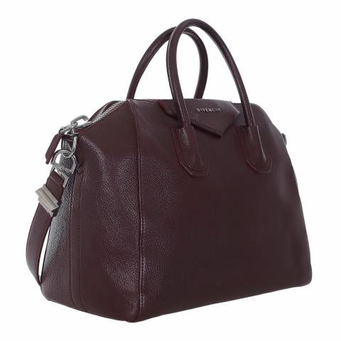 Givenchy Antigona Small Aubergine Leather Shoulder Bag Burgundy