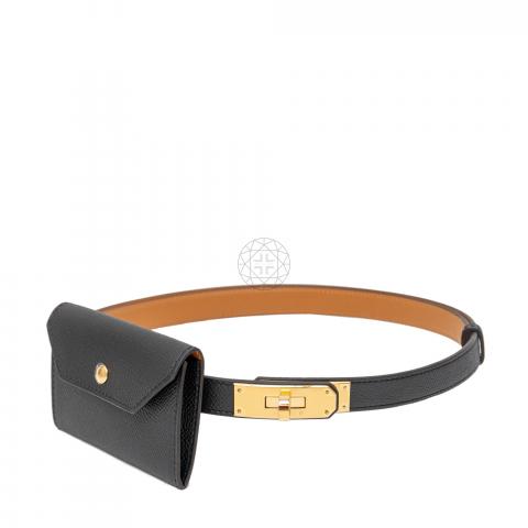 HERMES Epsom Quadrige Kelly Pocket 18 Belt Black 1282163