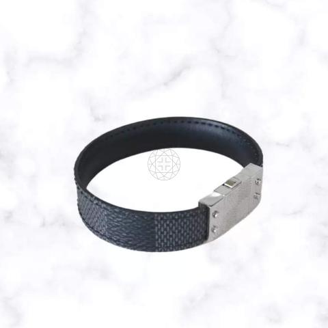 Authenticated Used Louis Vuitton Damier Graphite Brasserie Checkit M6606E  Brand Accessory Bracelet Bangle Unisex 