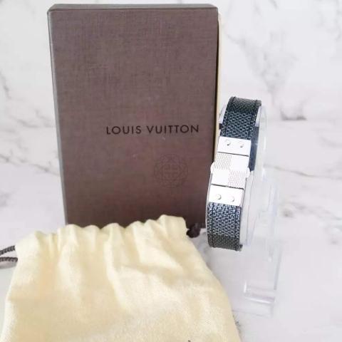 Louis Vuitton Pull It Check It Damier Canvas Leather Bracelet BC1108