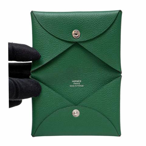 Sell Hermès Calvi Card Holder in Cactus Evercolor - Green