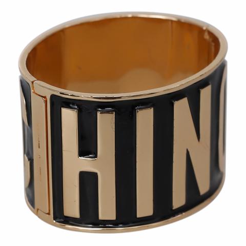 Sell Moschino Logo Cuff Bangle - Black/Gold | HuntStreet.com