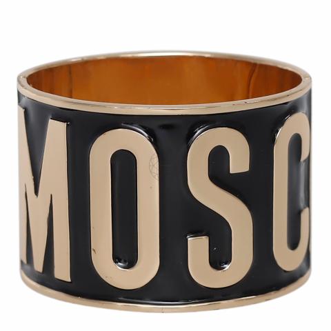 Sell Moschino Logo Cuff Bangle - Black/Gold | HuntStreet.com