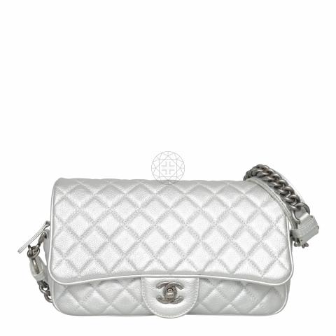 Sell Chanel Quilted Metallic Silver Airline Easy Flap Shoulder Bag