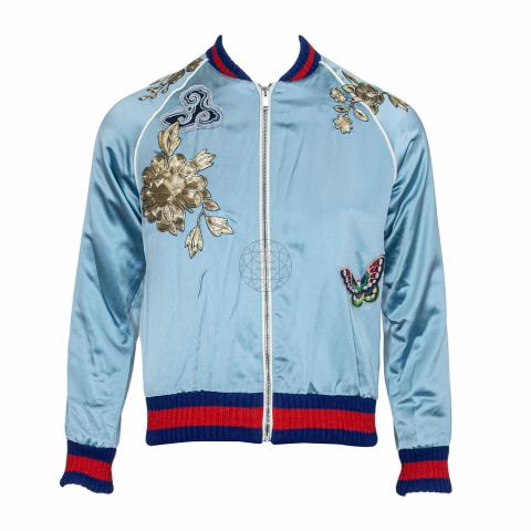 Gucci silk 2024 bomber jacket