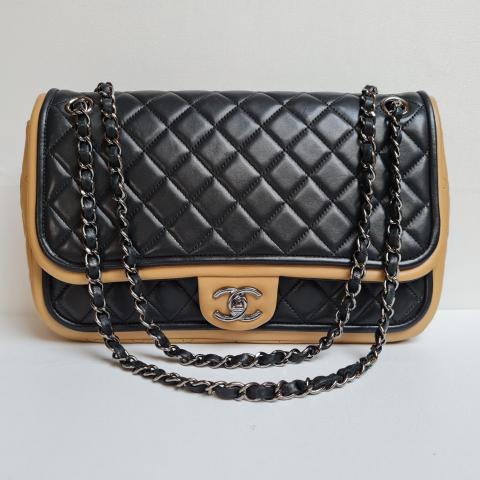 Chanel two sale tone flap bag