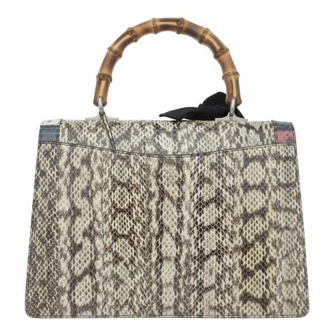 Gucci Lady Lock Large Tote Blue Snakeskin Top Handle Bag