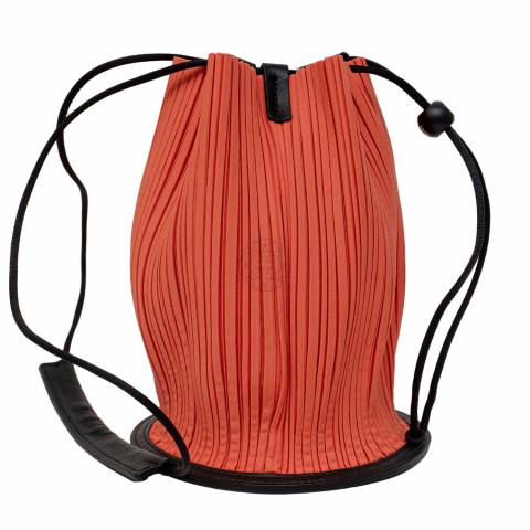 Pleats Please Issey Miyake Orange Drawstring Pleats Bag for Women
