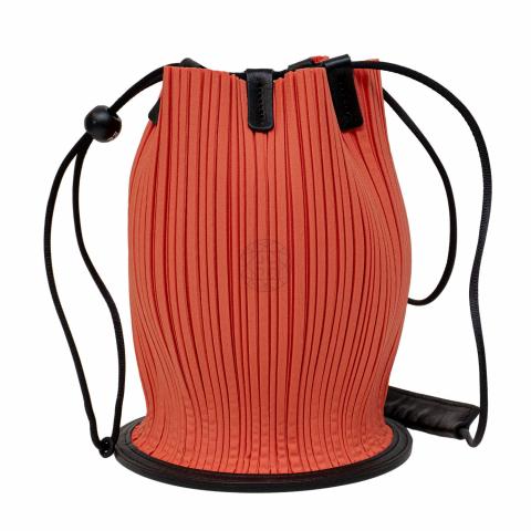 Pleats Please Issey Miyake Orange Drawstring Pleats Bag for Women