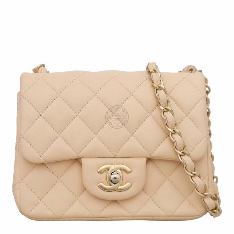 Sell Chanel Mini Lambskin Square Flap Bag - Beige