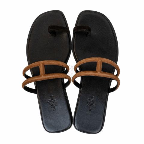 Sell Hermes Georgia Sandals in Leather Suede Black HuntStreet