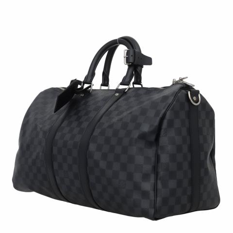 Louis Vuitton Keepall 45 Bandouliere Damier Graphite Travel Bag Black