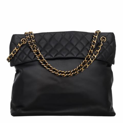 Sell Chanel Vintage Leather Chain Shoulder Bag - Black