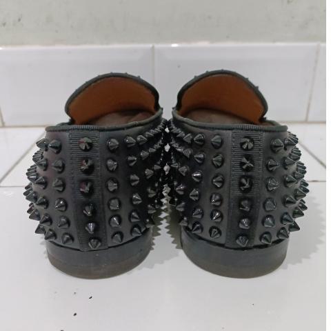 Christian Louboutin - Rollerboy Spikes Grosgrain-Trimmed Suede Loafers -  Black Christian Louboutin