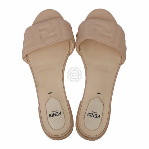 Sell Fendi Leather FF Embossed Logo Sandals Soft Pink