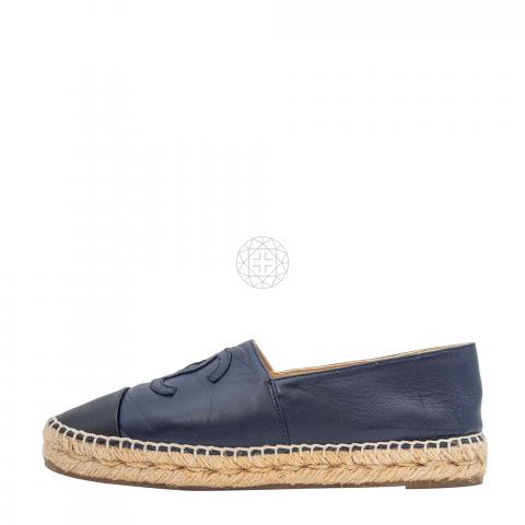 Chanel espadrilles navy hot sale and black