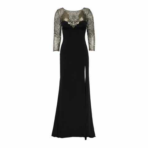 Sell Marchesa Notte Lace Long Sleeve Dress - Black/Gold | HuntStreet.com