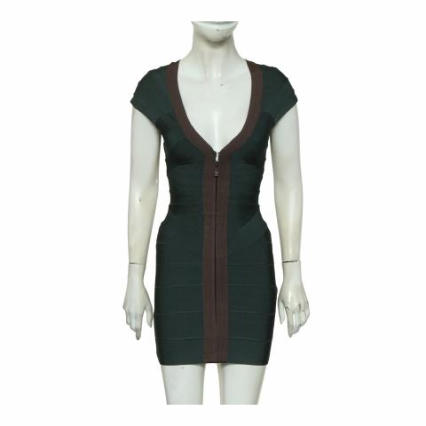 Sell Herve Leger Zip-Up Bandage Dress - Green | HuntStreet.com