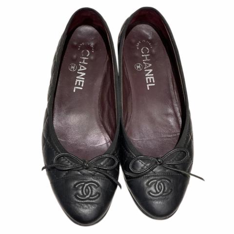Chanel Espadrille 34 Leather Cap Toe Flats