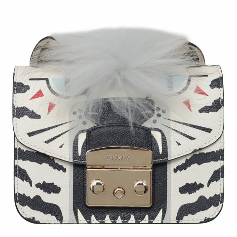 Sell Furla Mini Metropolis Jungle Cat Bag Black White HuntStreet