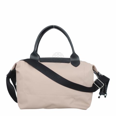 Buy Longchamp Greige Le Pliage Cuir Medium Cross Body Bag for