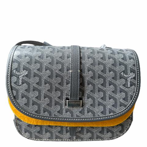 Goyard Belvedere Messenger Grey Pm Crossbody Shoulder Bag Leather Linen Set