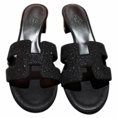 Sell Hermès Crystal Oasis Sandals - Black | HuntStreet.com