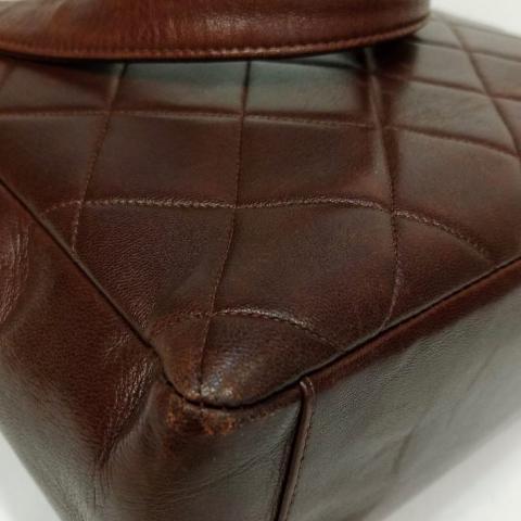 Vintage CHANEL Paris Dark Brown Quilted Leather CC Flap Women’s Shoulder Bag