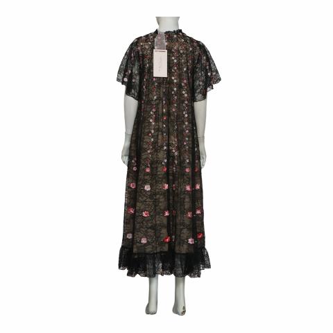 french sleeve black dress Women's High-Twist Veil French Sleeve Dress