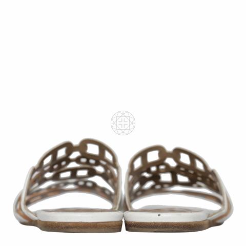 Sell Hermès Thalassa Leather Slide Sandals - Brown/White