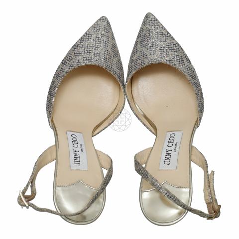 Sell Jimmy Choo Glitter Slingback Pumps Black Gold Silver