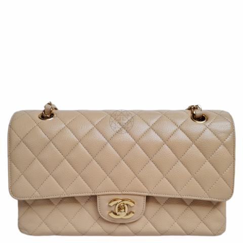 Chanel medium flap beige on sale caviar