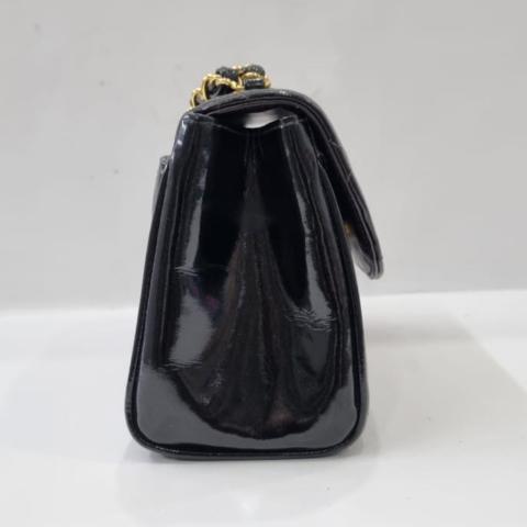 Sell Chanel Vintage Patent Quilted Mini Chain Flap Bag - Black